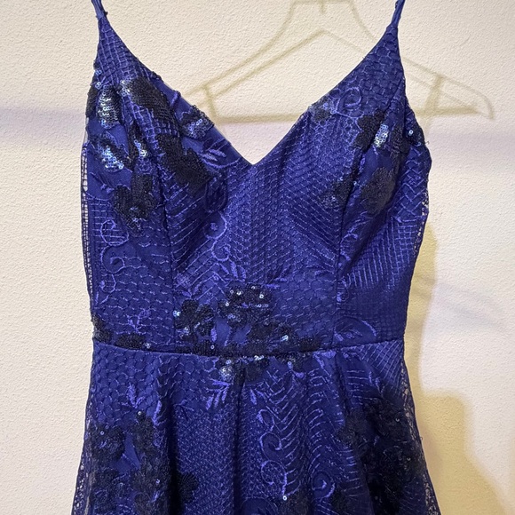 City Studio Dresses & Skirts - City Studio Deep Blue Dress with Black Sequin and Lace Overlay